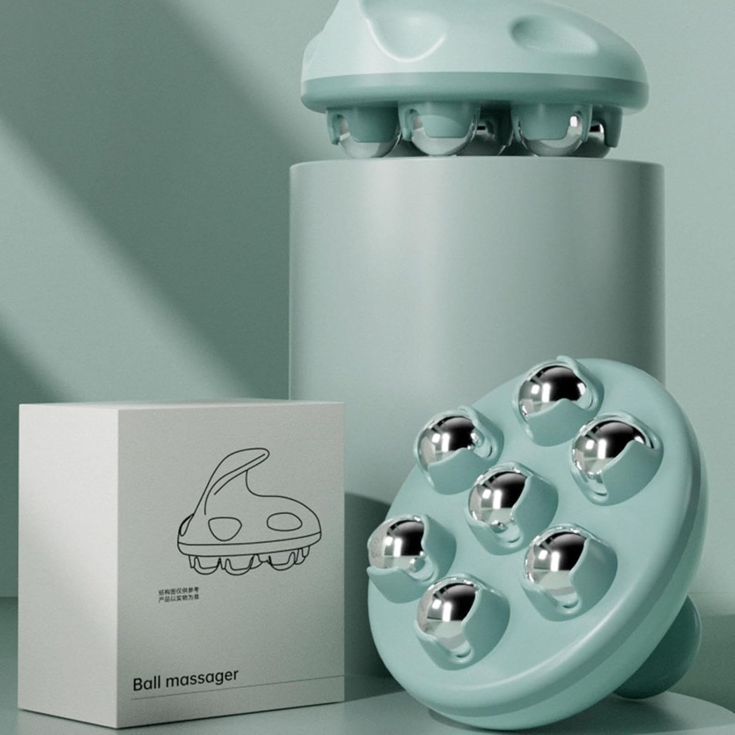 جهاز تدليك يدوي، جهاز تدليك للعضلات، بكرة استرخاء للجسم بالكامل | جهاز تدليك يدوي دوار 360 درجة للظهر والخصر والساقين والبطن والكتفين والفخذين والرقبة