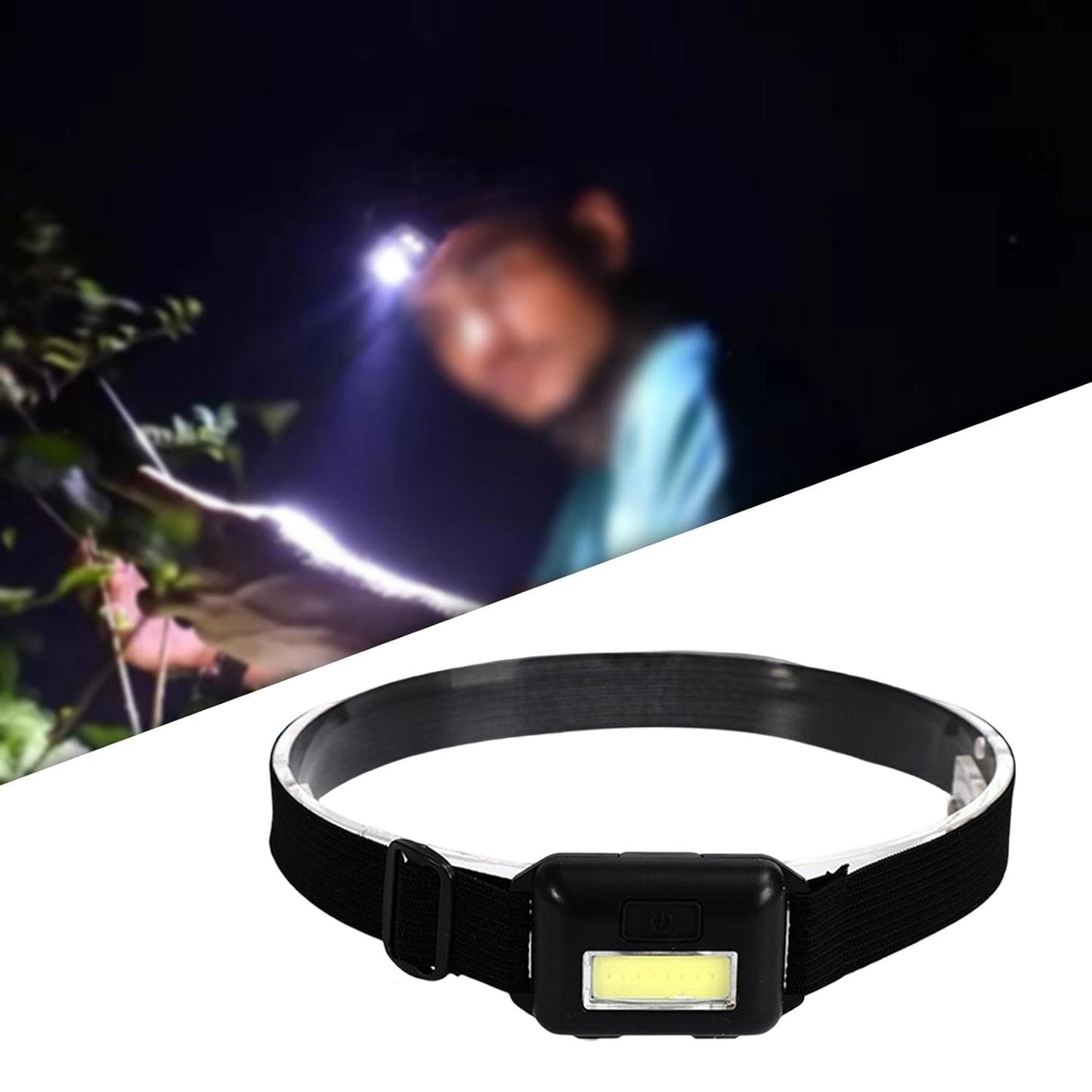 مصباح رأس LED، مصباح يدوي، شريط رأس مرن، مناسب للمشي لمسافات طويلة بطاريات