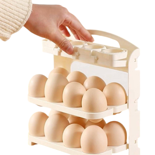 منظم بيض قابل للطي – حل عملي لتوفير مساحة الثلاجة!