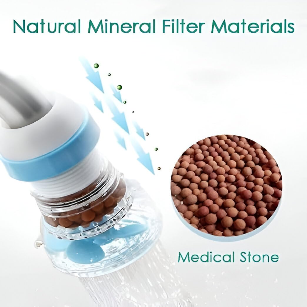 رأس وفلتر صنبور مطبخ مرن – بخاخ دوار 360° مع 3 أوضاع لتدفق المياه