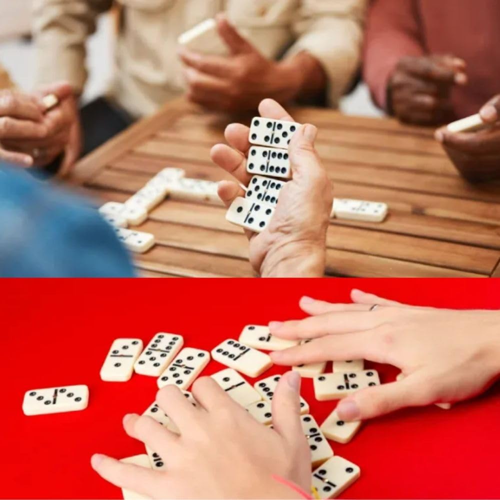 🎲 مجموعة دومينو العظام الاحترافية – 28 قطعة مع حافظة جلدية أناقة اللعب، وجودة التفاصيل، في كل قطعة