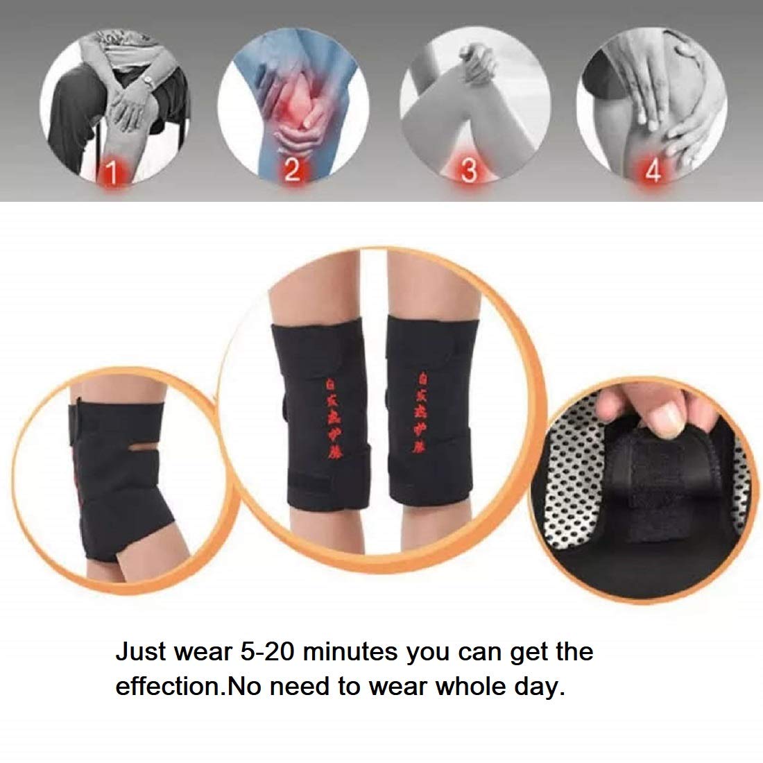 وسادة ركبة ذاتية التسخين ، حزام دعم الركبة المغناطيسي لتخفيف الآلام، زوج واحد