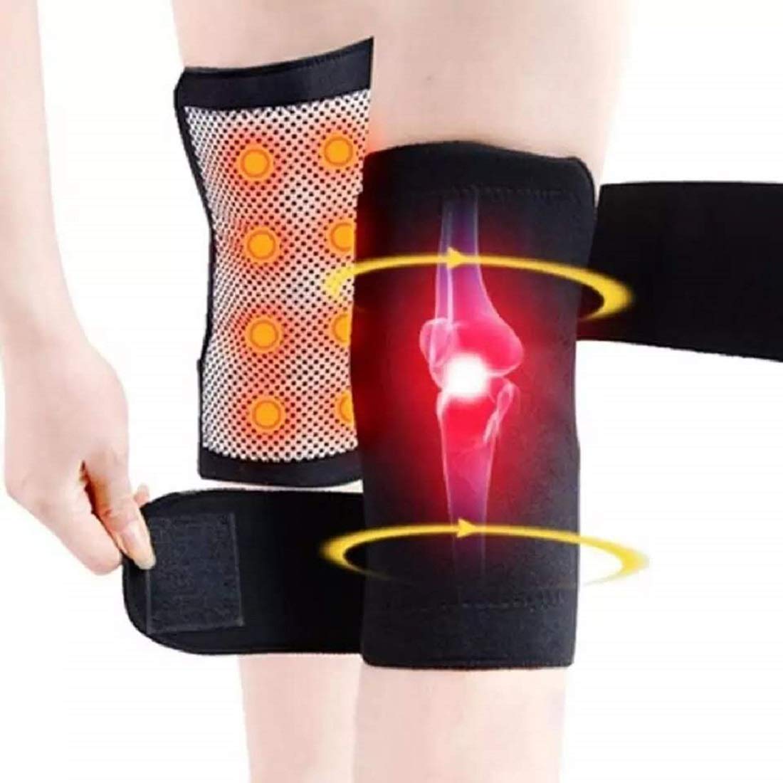 وسادة ركبة ذاتية التسخين ، حزام دعم الركبة المغناطيسي لتخفيف الآلام، زوج واحد