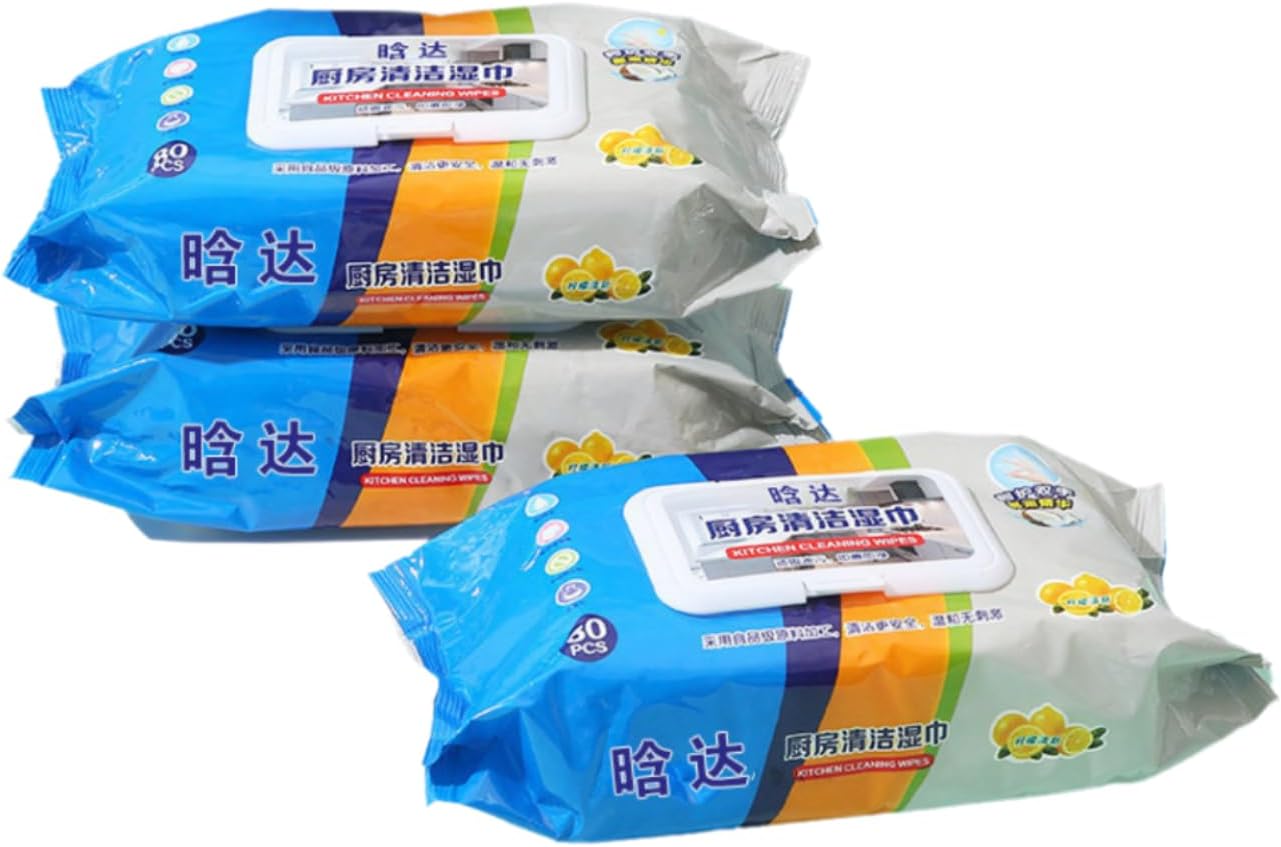 مناديل مبللة لإزالة بقع المطبخ، 80 قطعة ، مناديل تنظيف، مناديل تنظيف المطبخ، قابلة لإعادة الاستخدام، لإزالة الشحوم من الطاولات