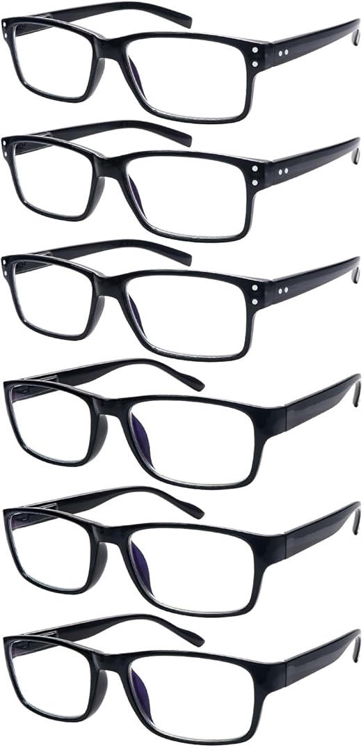 نظارات قراءة مضادة للضوء الأزرق، مزودة بمفصلات زنبركية للرجال والنساء، بإطار أسود، وعدسات مضادة للتوهج