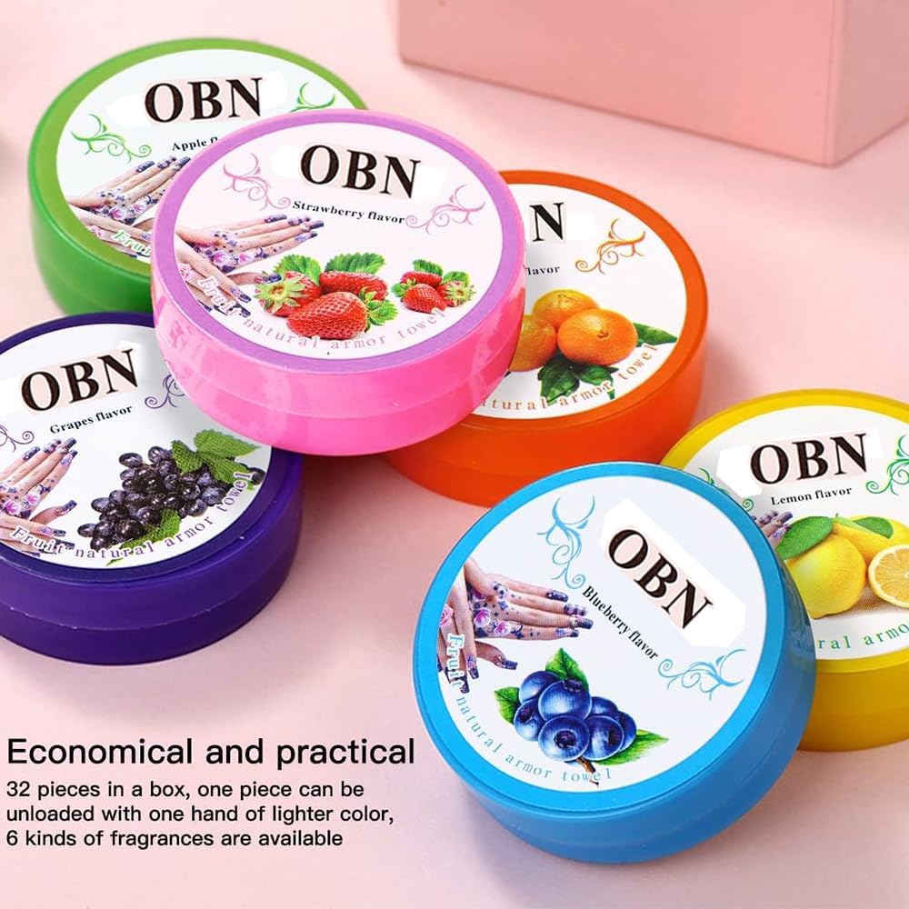 مناديل لازالة طلاء الاظافر معطرة سهلة الحمل وخالية من الوبر