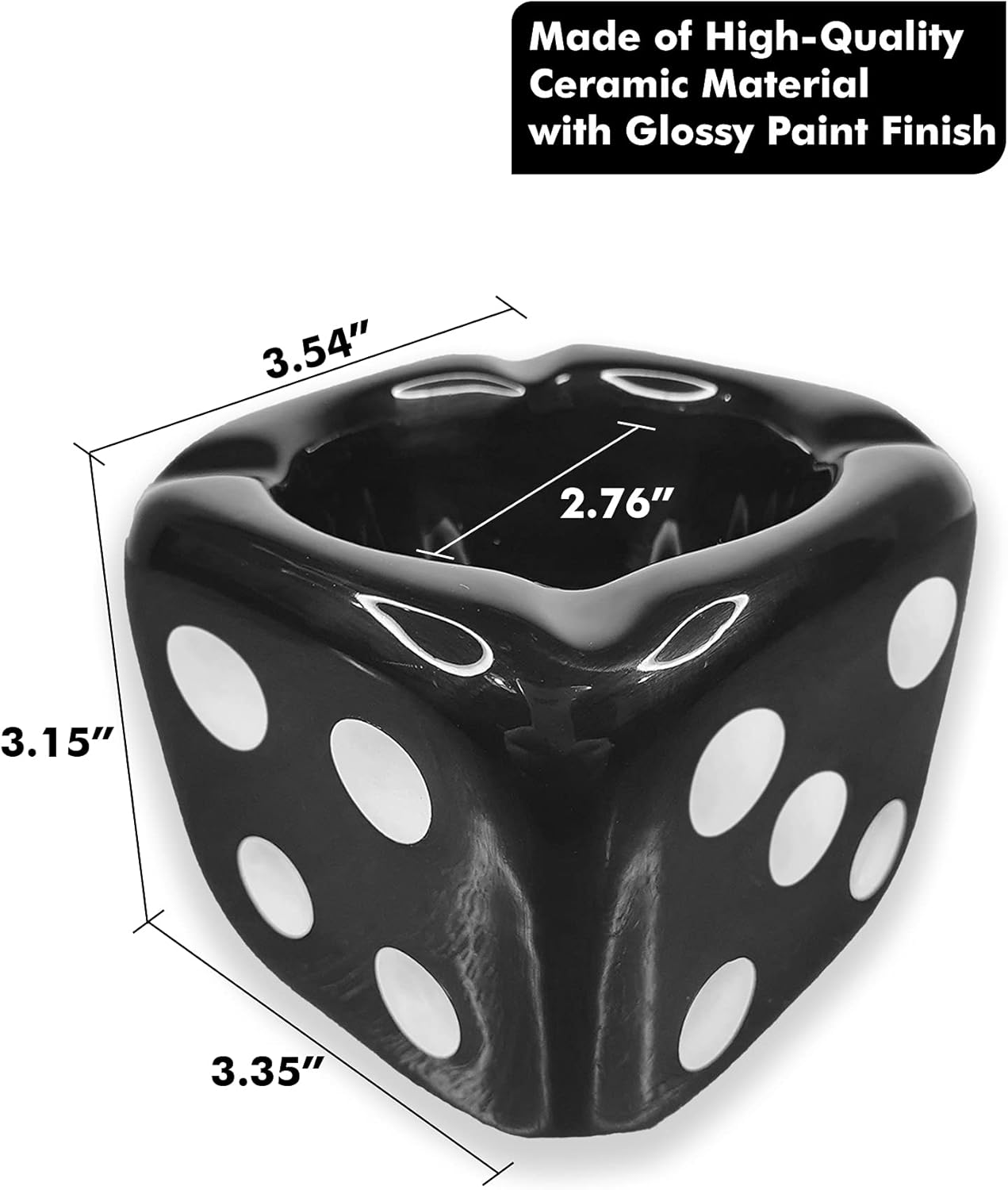 منفضة سجائر فاخرة من السيراميك بتصميم نرد للاستخدام الداخلي والخارجي والفناء وسطح المكتب