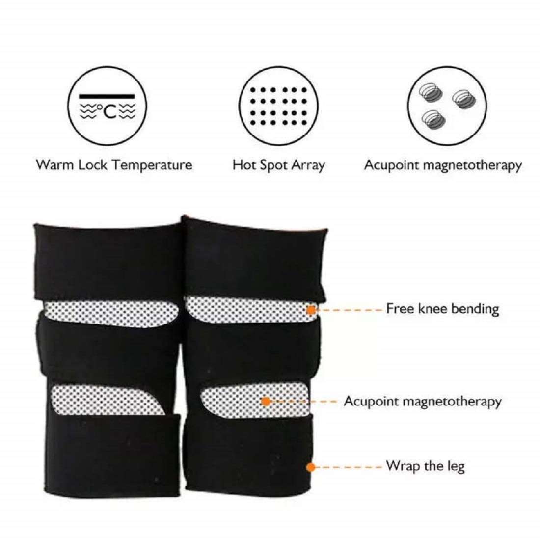 وسادة ركبة ذاتية التسخين ، حزام دعم الركبة المغناطيسي لتخفيف الآلام، زوج واحد