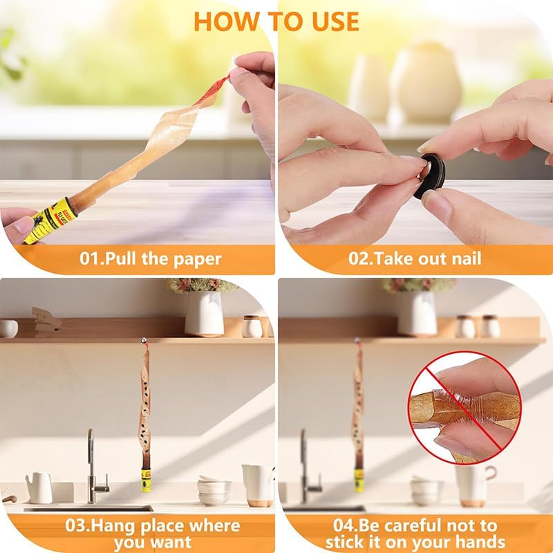 شريط مصيدة ذباب لاصقة – طارد حشرات آمن وفعّال  نظافة بلا مبيدات، وراحة بلا ضوضاء