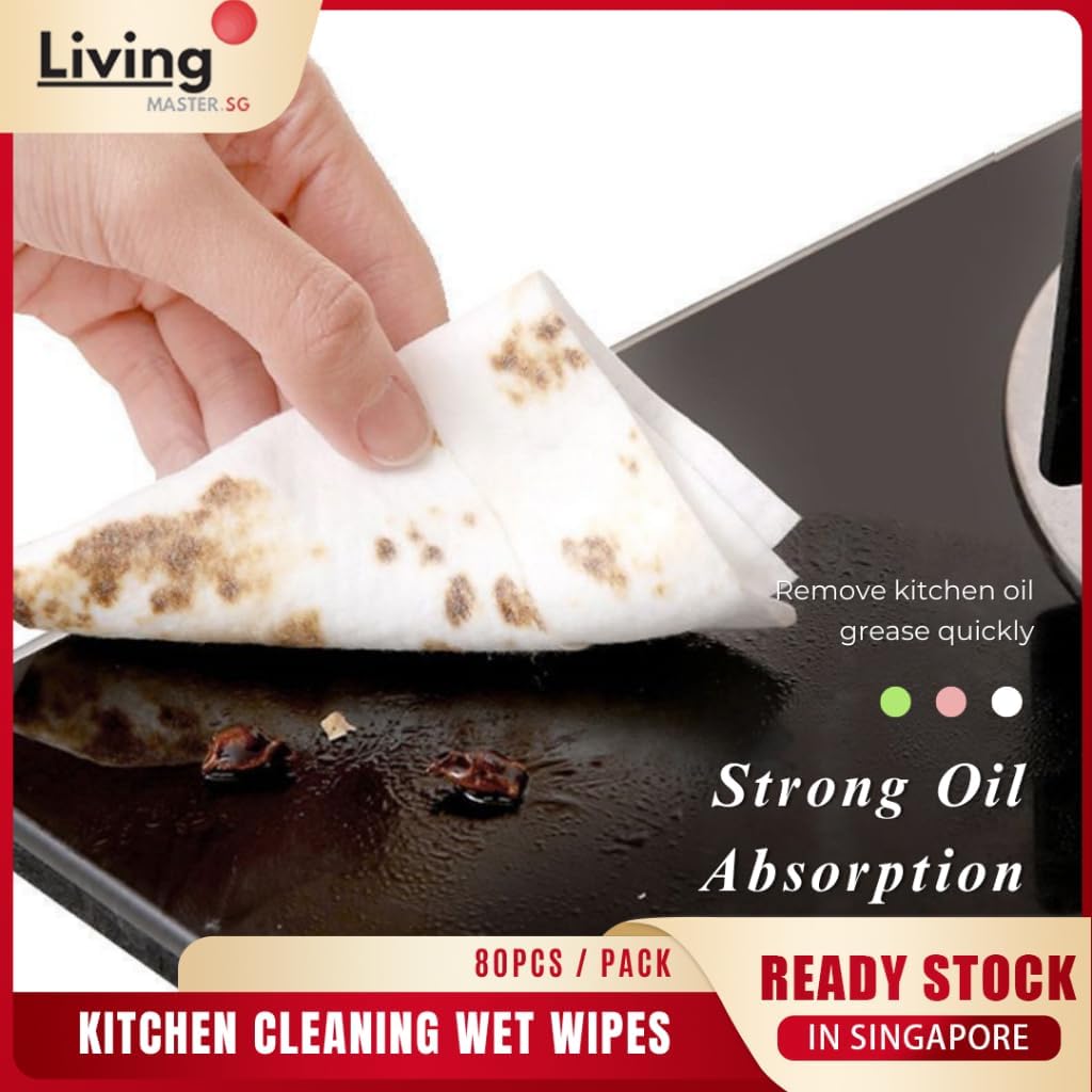 مناديل مبللة لإزالة بقع المطبخ، 80 قطعة ، مناديل تنظيف، مناديل تنظيف المطبخ، قابلة لإعادة الاستخدام، لإزالة الشحوم من الطاولات