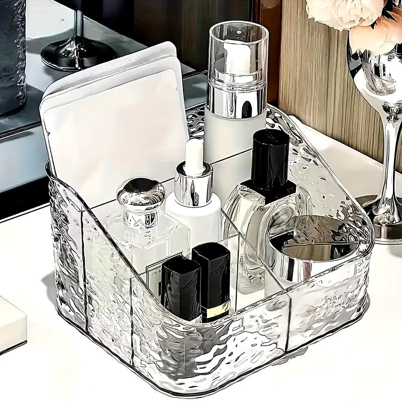 Clear Acrylic Makeup Organizer, 4 Compartments, 18x14x12cm