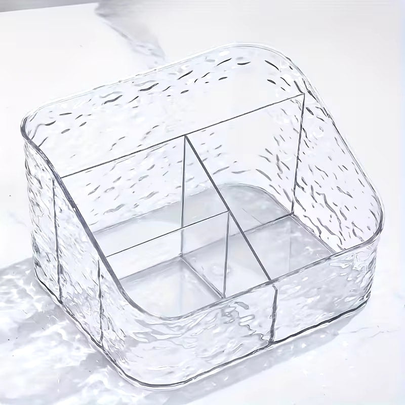 Clear Acrylic Makeup Organizer, 4 Compartments, 18x14x12cm