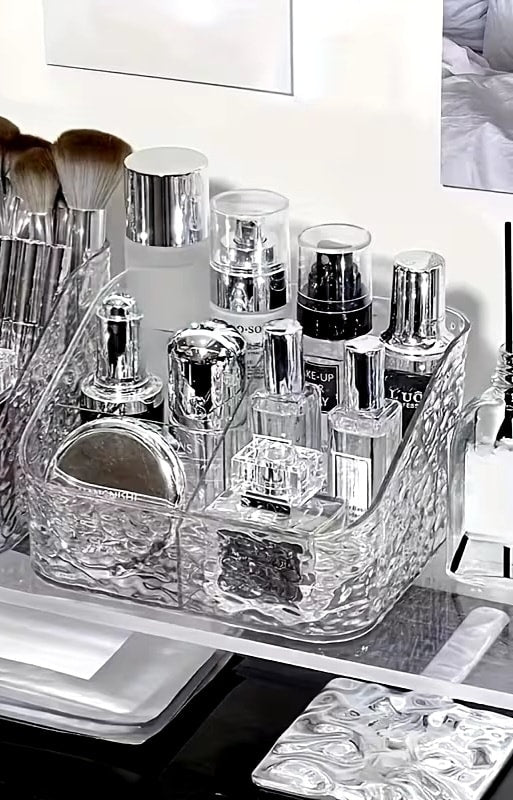 Clear Acrylic Makeup Organizer, 4 Compartments, 18x14x12cm