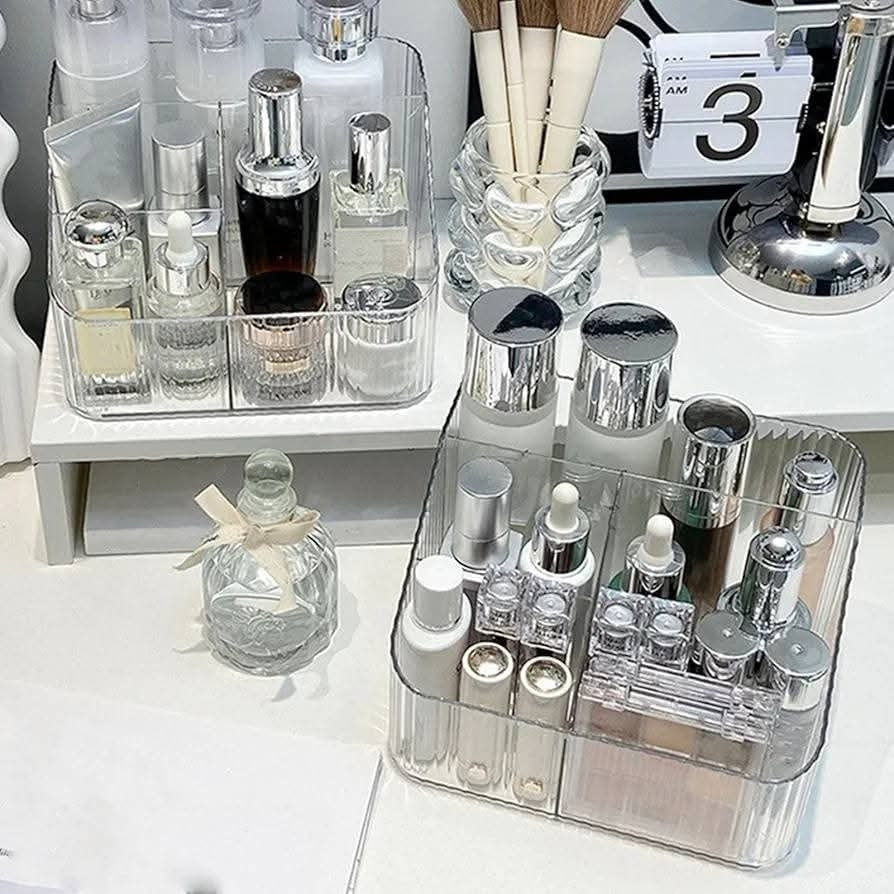 Clear Acrylic Makeup Organizer, 4 Compartments, 18x14x12cm