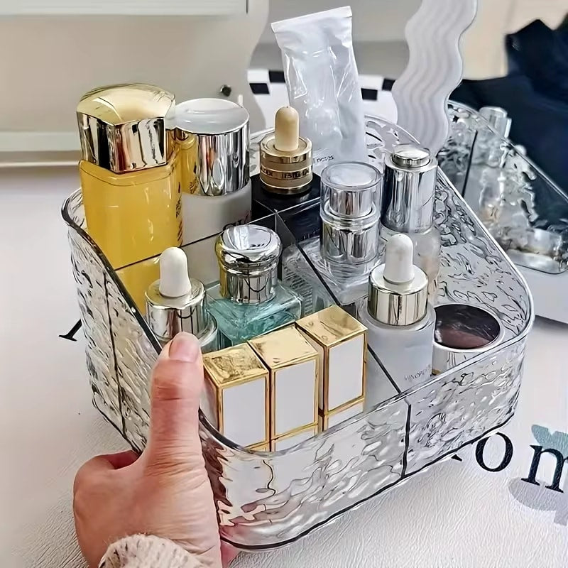 Clear Acrylic Makeup Organizer, 4 Compartments, 18x14x12cm