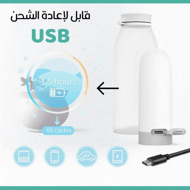 شطاف سفر فاخر - بخاخ بيديه كهربائي محمول مع زجاجة - بخاخ يدوي قابل لإعادة الشحن من النوع C USB للنظافة الشخصية، والتخييم، والوضوء، والسفر إلى أوروبا، والعناية بالأطفال - شطاف سفر
