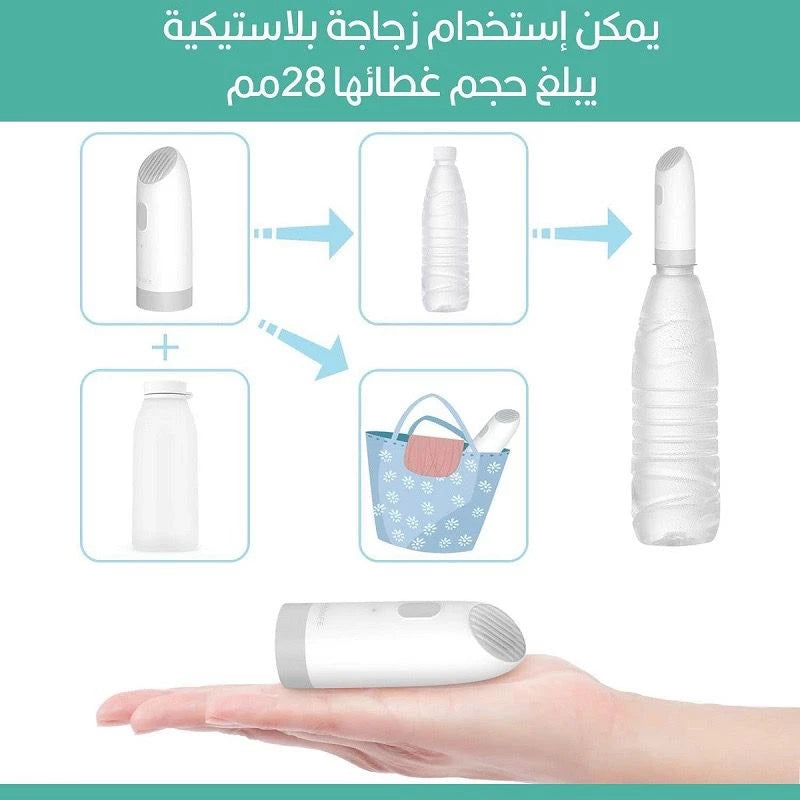 شطاف سفر فاخر - بخاخ بيديه كهربائي محمول مع زجاجة - بخاخ يدوي قابل لإعادة الشحن من النوع C USB للنظافة الشخصية، والتخييم، والوضوء، والسفر إلى أوروبا، والعناية بالأطفال - شطاف سفر