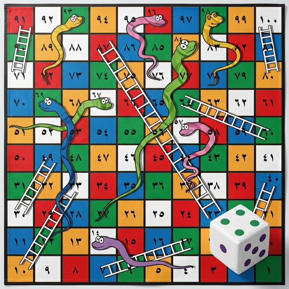 لعبة السلم والحية حجم كبير 70×70سم  - حجم صغير 50×50سم