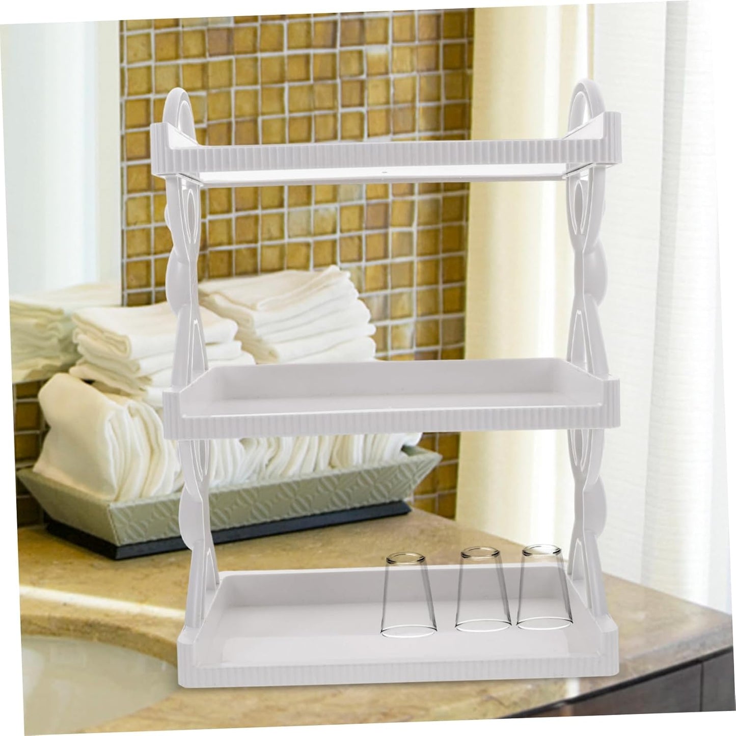 رف تخزين متعدد الطبقات منظم متعدد الاستخدامات للمنزل والمكتب والمطبخ والحمام والتعليق على الحائط واستخدام سطح المكتب، بتصميم عصري للضروريات