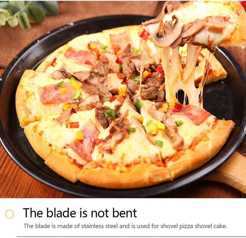 مجرفة بيتزا مصنوعة من الستانلس ستيل بمقبض خشبي مجرفة مثلثة الشكل ومقبض مريح للبيتزا، مقاس 25.5 × 6 سم