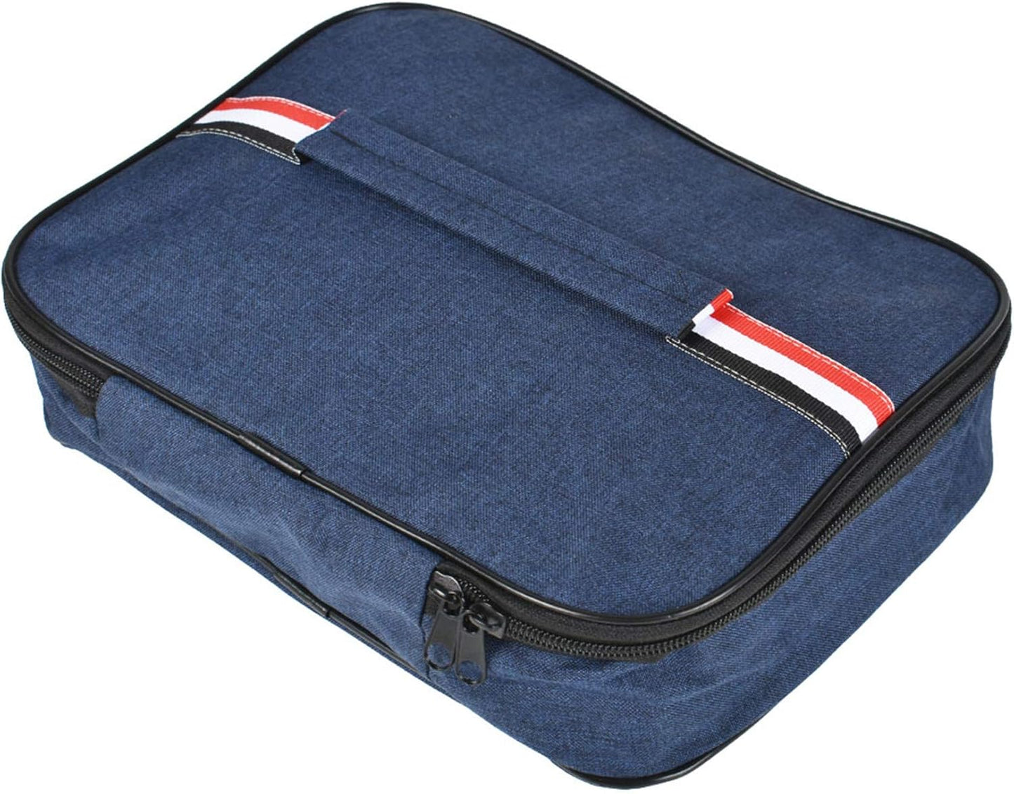 حقيبة غداء مصنوعة من قماش أكسفورد، مبطنة بالقصدير مقاومة للماء، تحافظ على الحرارة، عازلة للبرودة، طبقة واحدة، خارجية، نزهات، مدرسة، عمل، محمولة، أزرق، رمادي