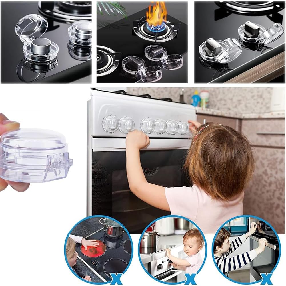 أغطية حماية لمقابض موقد الغاز – شفاف عبوة من قطعتين