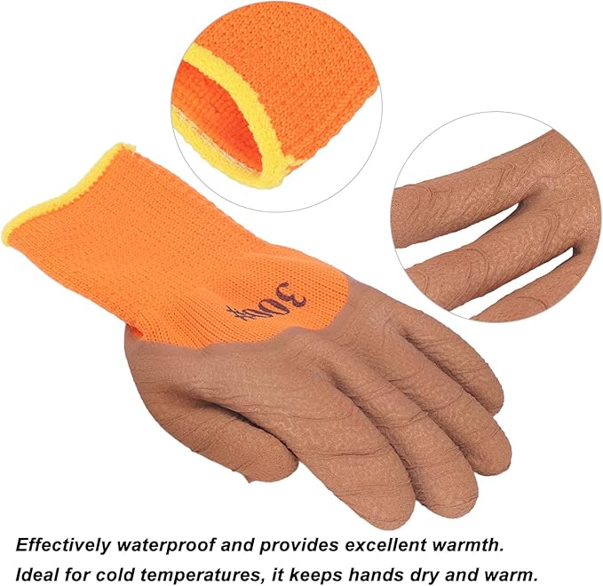 زوج من قفازات العمل الشتوية، قفازات معزولة حراريًا مقاومة للماء للرجال والنساء