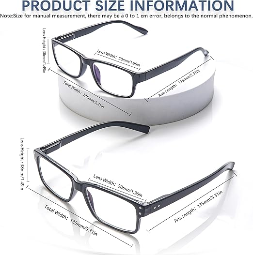 نظارات قراءة مضادة للضوء الأزرق، مزودة بمفصلات زنبركية للرجال والنساء، بإطار أسود، وعدسات مضادة للتوهج