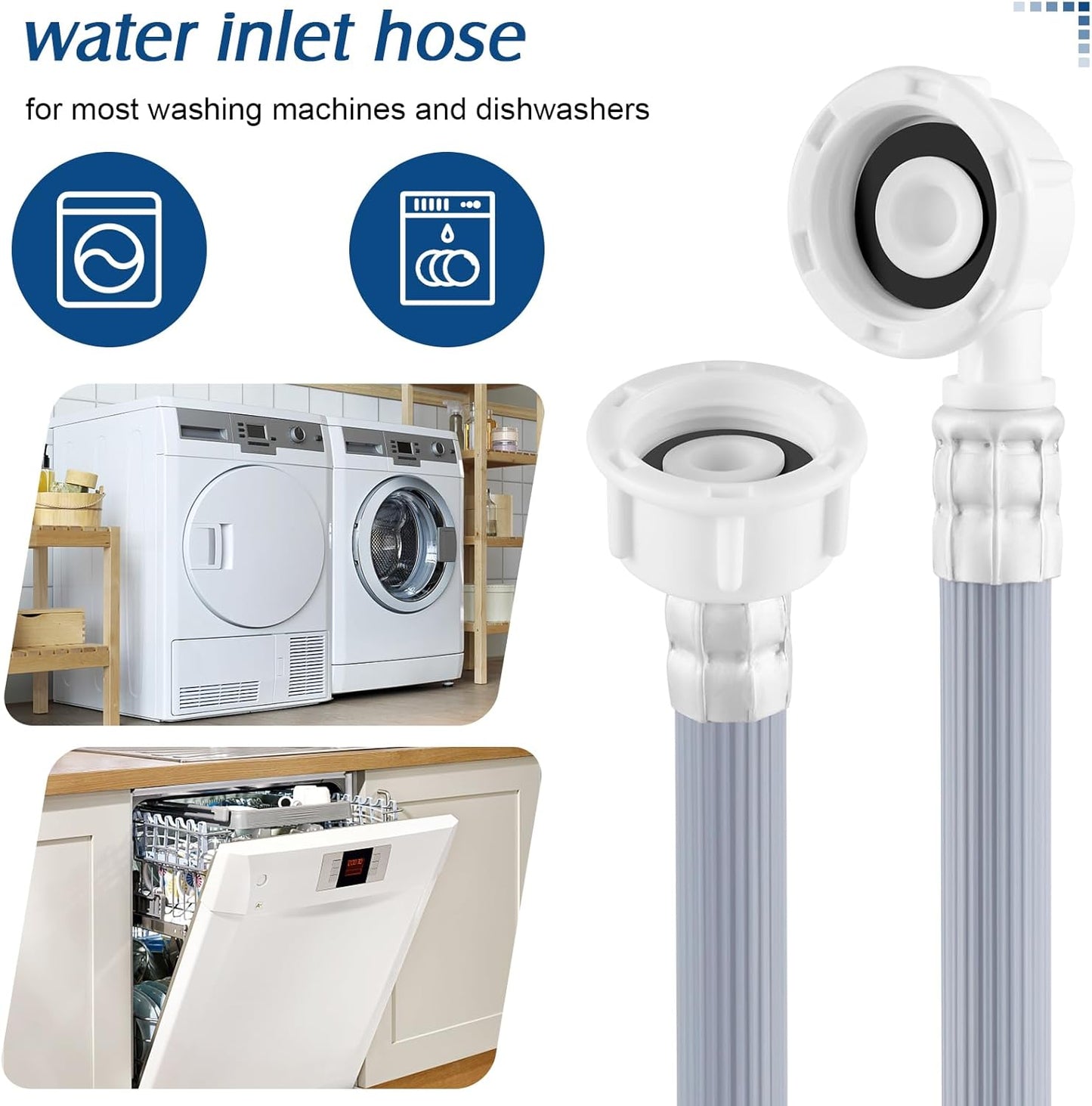 خرطوم مدخل الغسالة، خرطوم مدخل الغسالة، خرطوم مدخل عالمي بطول 1.5 متر للغسالات وغسالات الأطباق، خرطوم مدخل مياه 3/4 بوصة