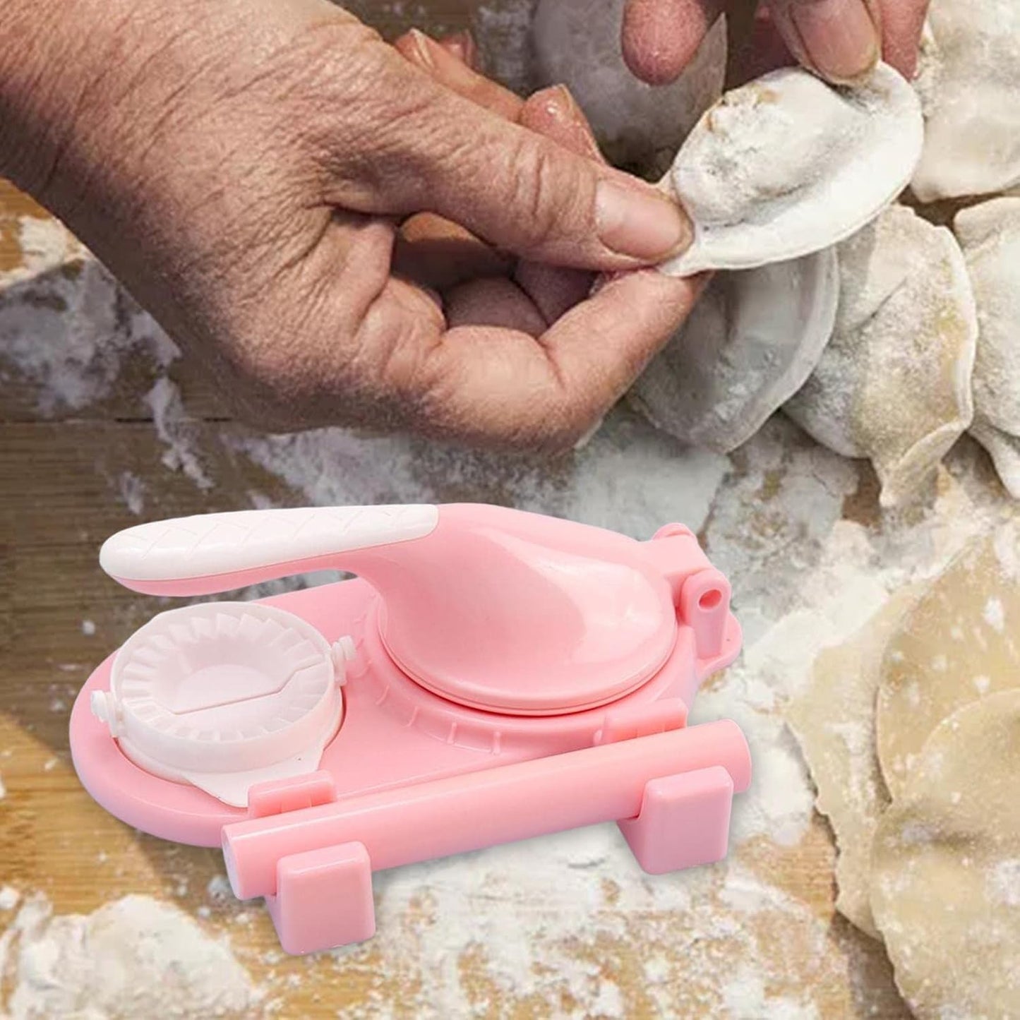 مكبس العجين والسمبوسك 3 في 1 مكبس عجين، قالب زلابية، ونشابة عجين