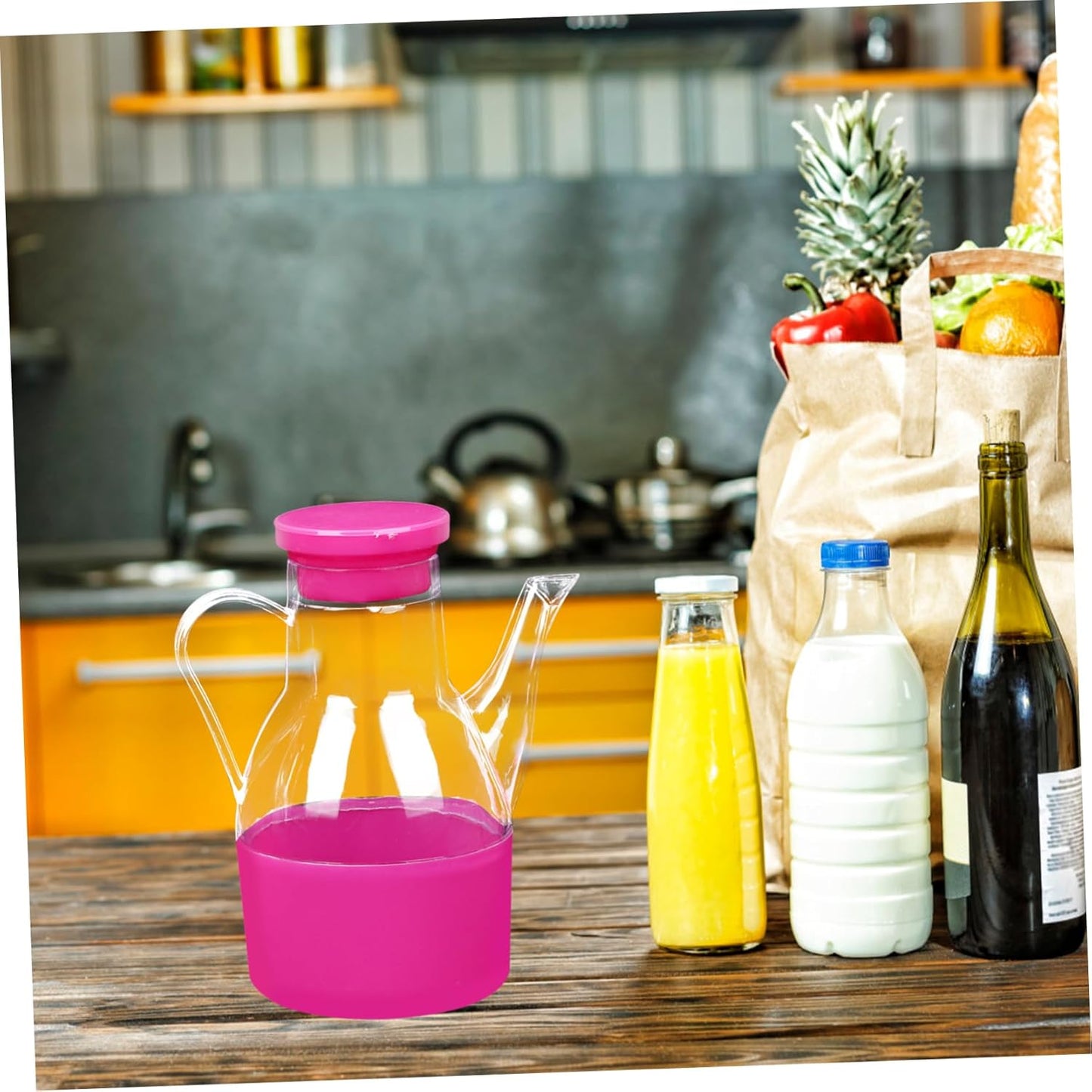 ابريق زيت متعدد الوظائف وحاويات التوابل للمطبخ مثالية للزيت والخل وصلصة الصويا والتوابل السائلة الأخرى 15×12 سم