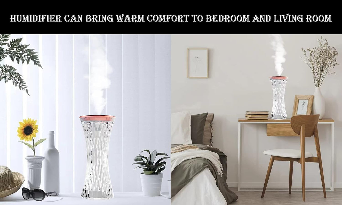 مبخرة فواحة الكترونية مع ضوء عدة الوان ، مصباح زجاجي مزود بمرطب هواء، مصباح يعمل باللمس بسبعة ألوان مع موزع رذاذ، مصباح طاولة قابل لإعادة الشحن عبر منفذ USB لغرفة المعيشة والمنزل والمكتب