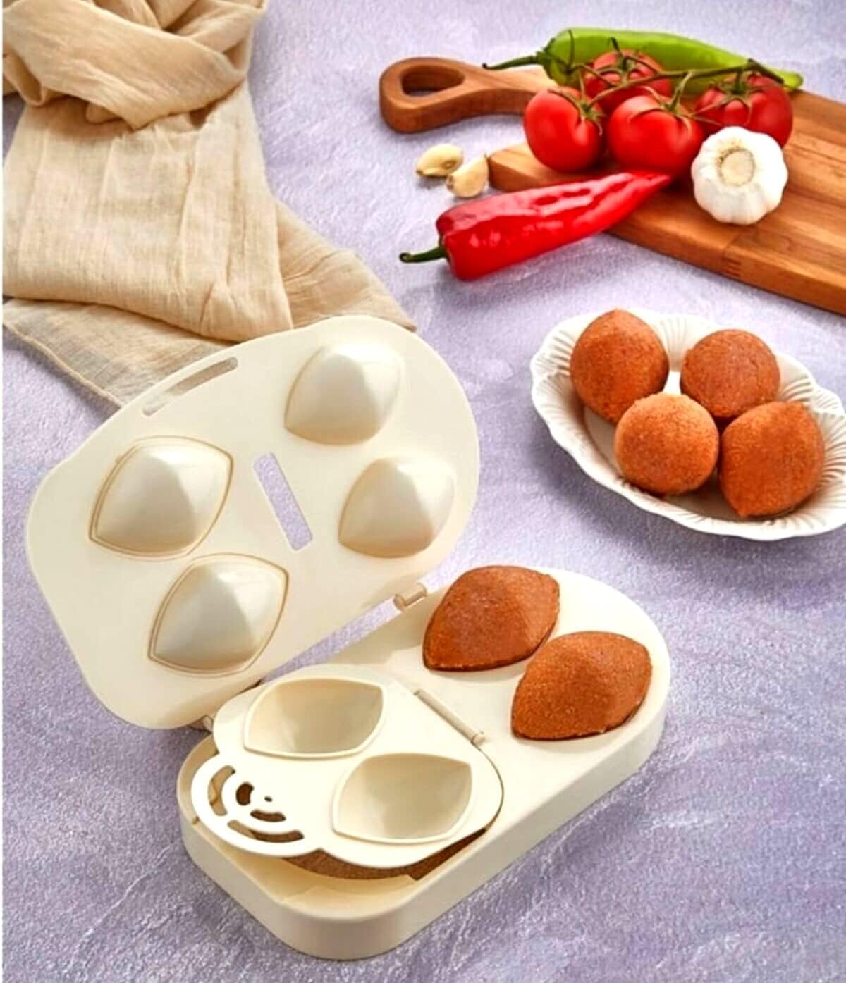 قالب كبة عملي، جهاز كرات اللحم المحشوة، قالب صنع كرات اللحم المحشوة - قالب ضغط للكفتة التركية، متعدد الألوان