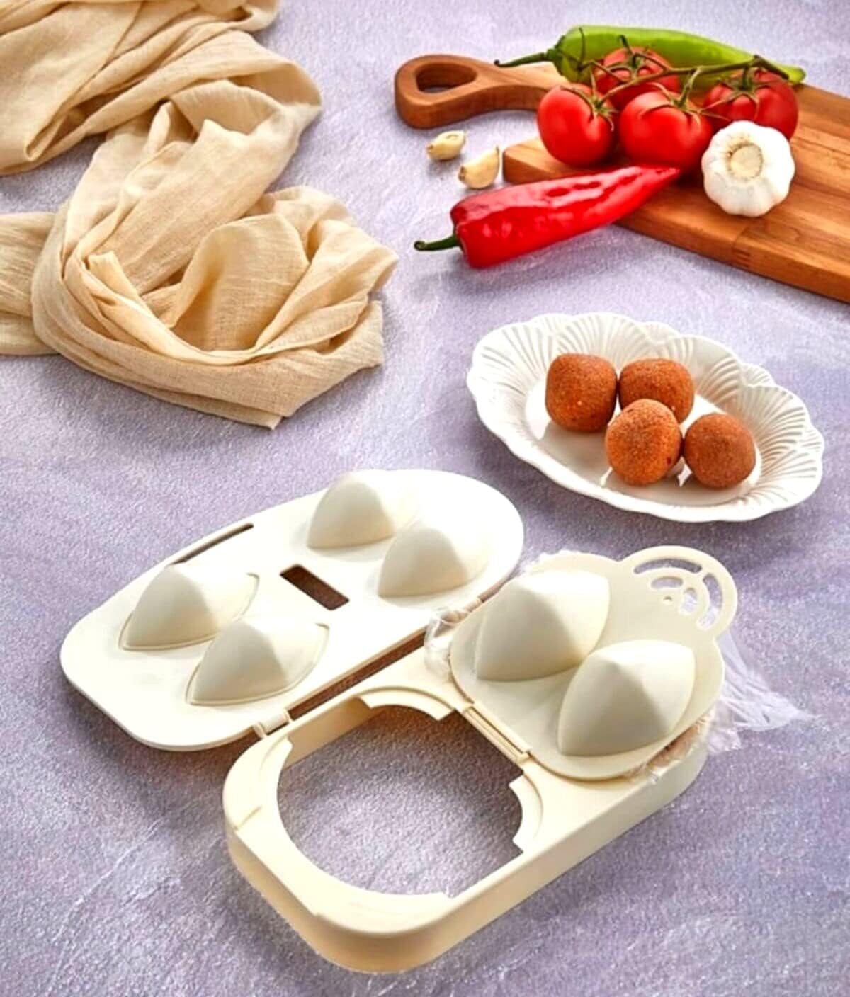 قالب كبة عملي، جهاز كرات اللحم المحشوة، قالب صنع كرات اللحم المحشوة - قالب ضغط للكفتة التركية، متعدد الألوان