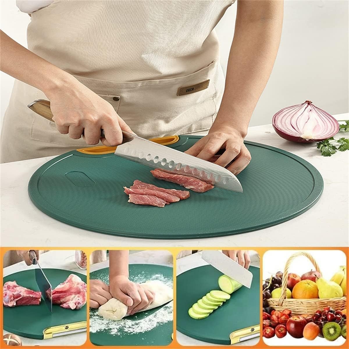 Cutting board with grinding area