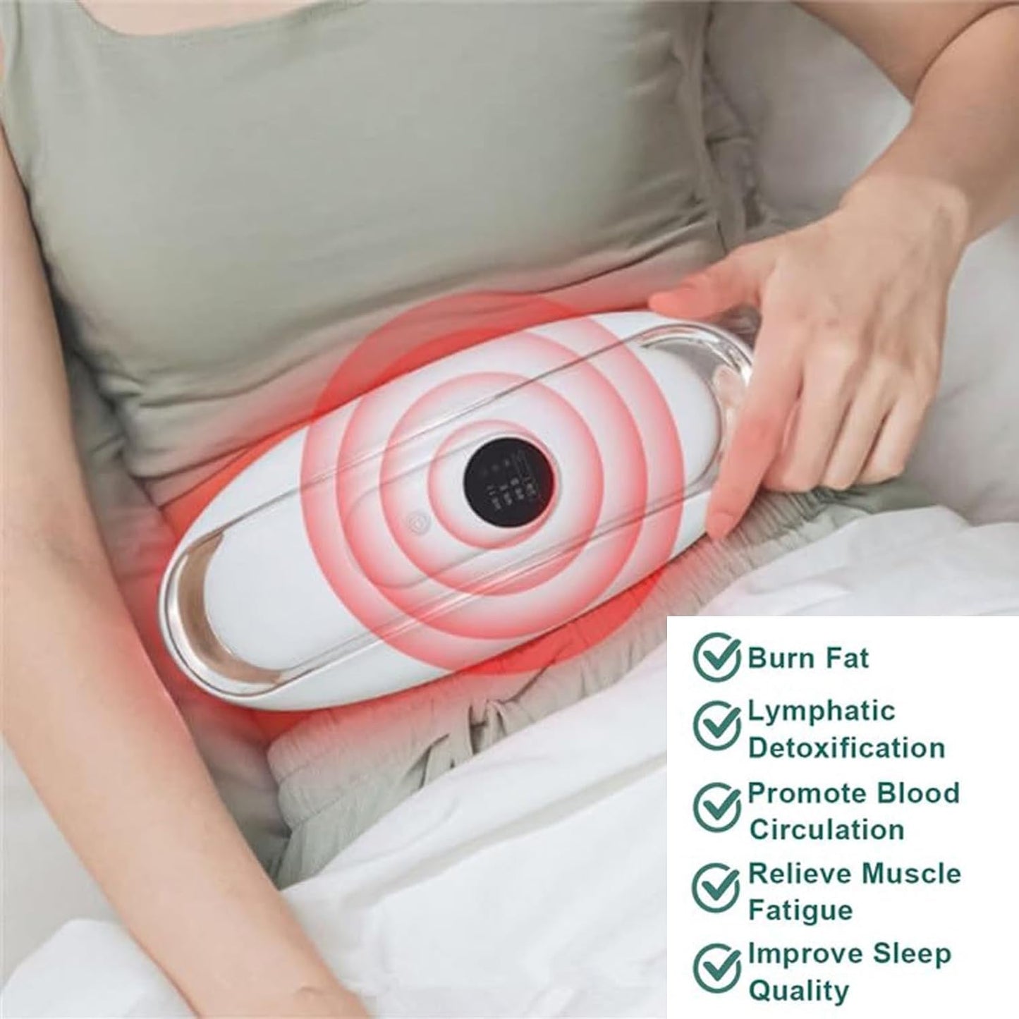 حزام حرق الدهون بالأشعة تحت الحمراء البعيدة، جهاز تدليك البطن بمنفذ USB، حزام ساخن، حزام تدليك تنحيف لاسلكي للنساء والرجال