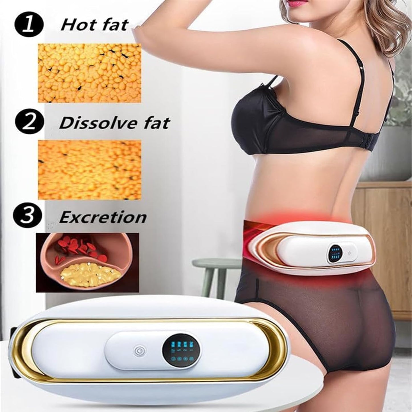 حزام حرق الدهون بالأشعة تحت الحمراء البعيدة، جهاز تدليك البطن بمنفذ USB، حزام ساخن، حزام تدليك تنحيف لاسلكي للنساء والرجال