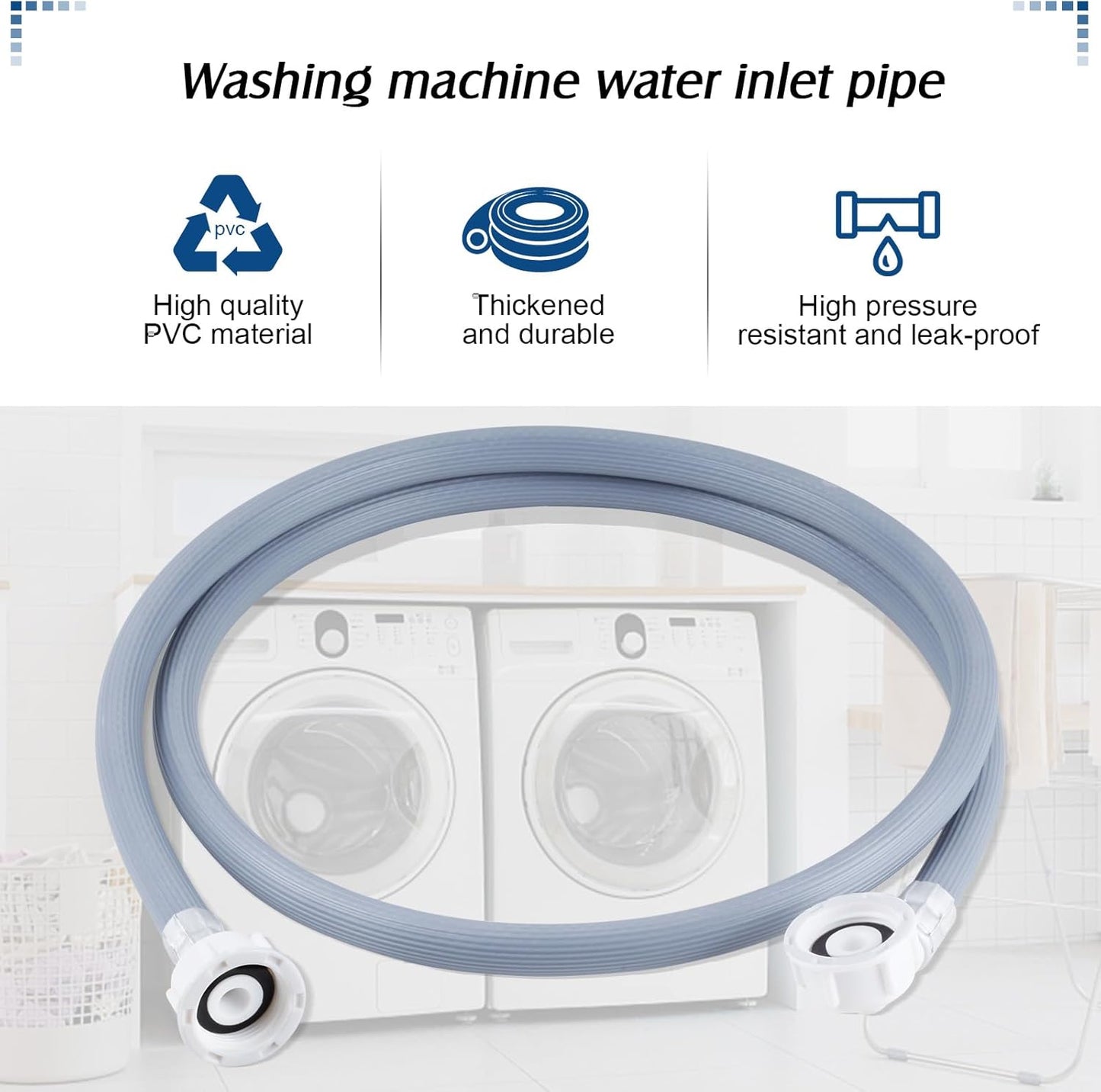 خرطوم مدخل الغسالة، خرطوم مدخل الغسالة، خرطوم مدخل عالمي بطول 1.5 متر للغسالات وغسالات الأطباق، خرطوم مدخل مياه 3/4 بوصة