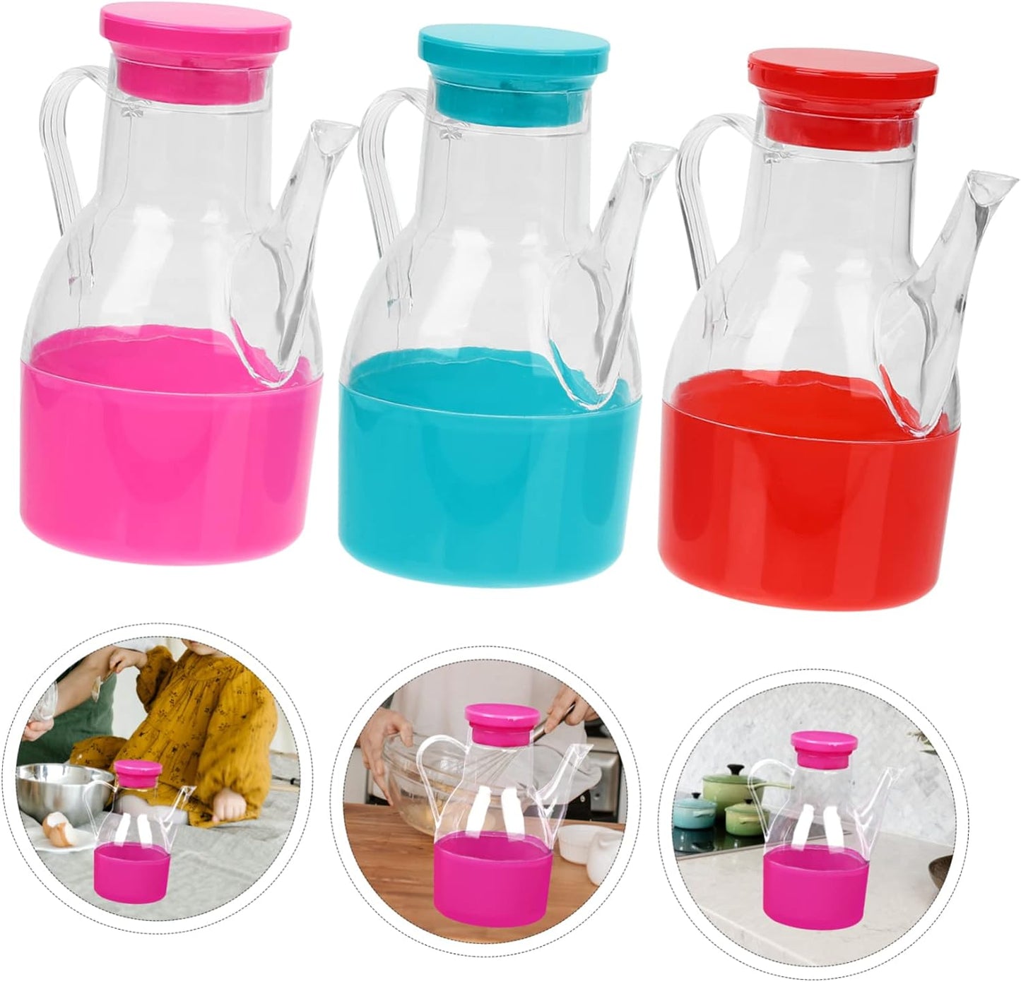 ابريق زيت متعدد الوظائف وحاويات التوابل للمطبخ مثالية للزيت والخل وصلصة الصويا والتوابل السائلة الأخرى 15×12 سم