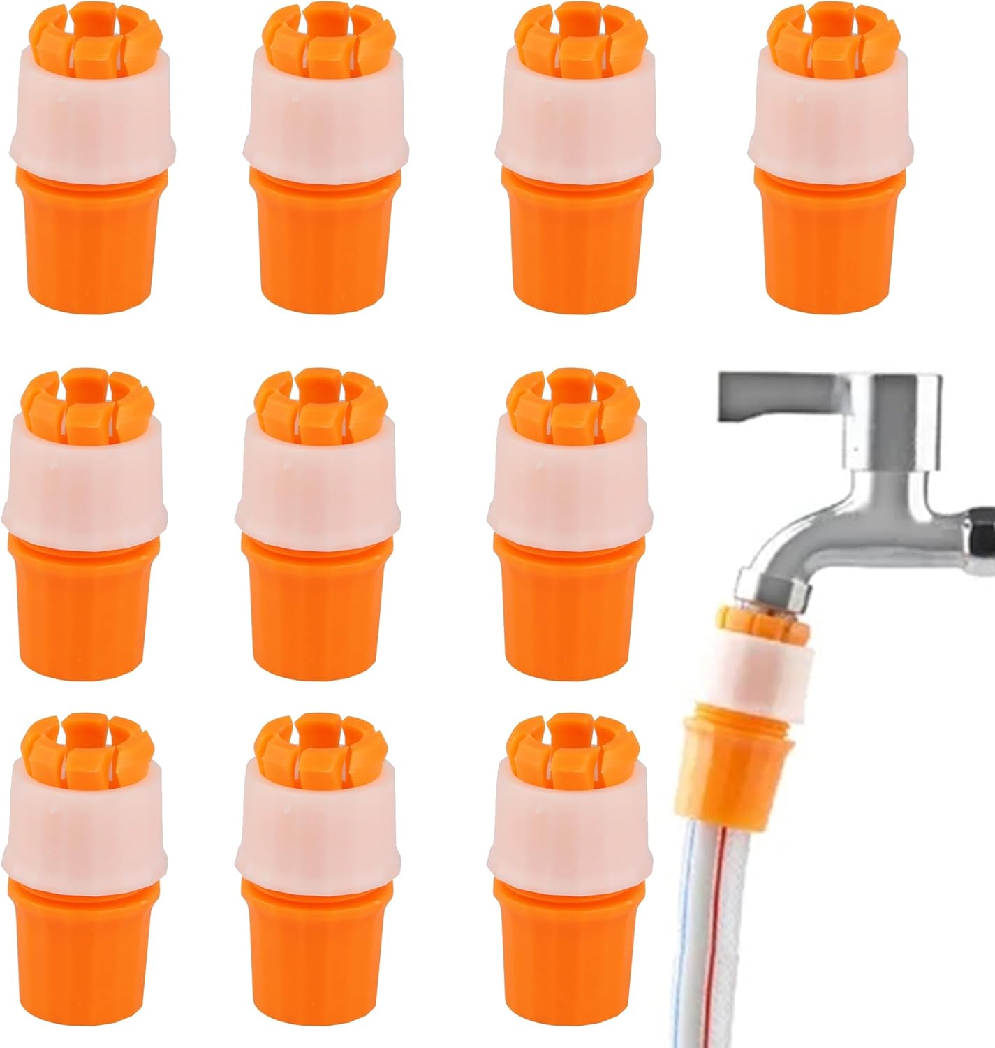 مجموعة مشابك خرطوم ، مكونة من 6 قطع، موصل صنبور عالمي، محول خرطوم، مع خرطوم حديقة ملولب، موصل صنبور، موصل سريع للبستنة، ري المنزل، غسيل السيارات (برتقالي)