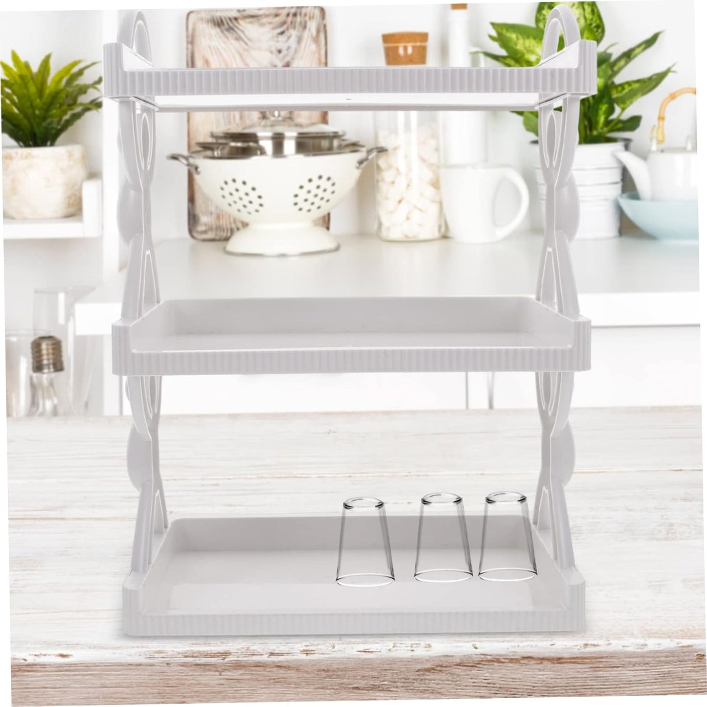 رف تخزين متعدد الطبقات منظم متعدد الاستخدامات للمنزل والمكتب والمطبخ والحمام والتعليق على الحائط واستخدام سطح المكتب، بتصميم عصري للضروريات