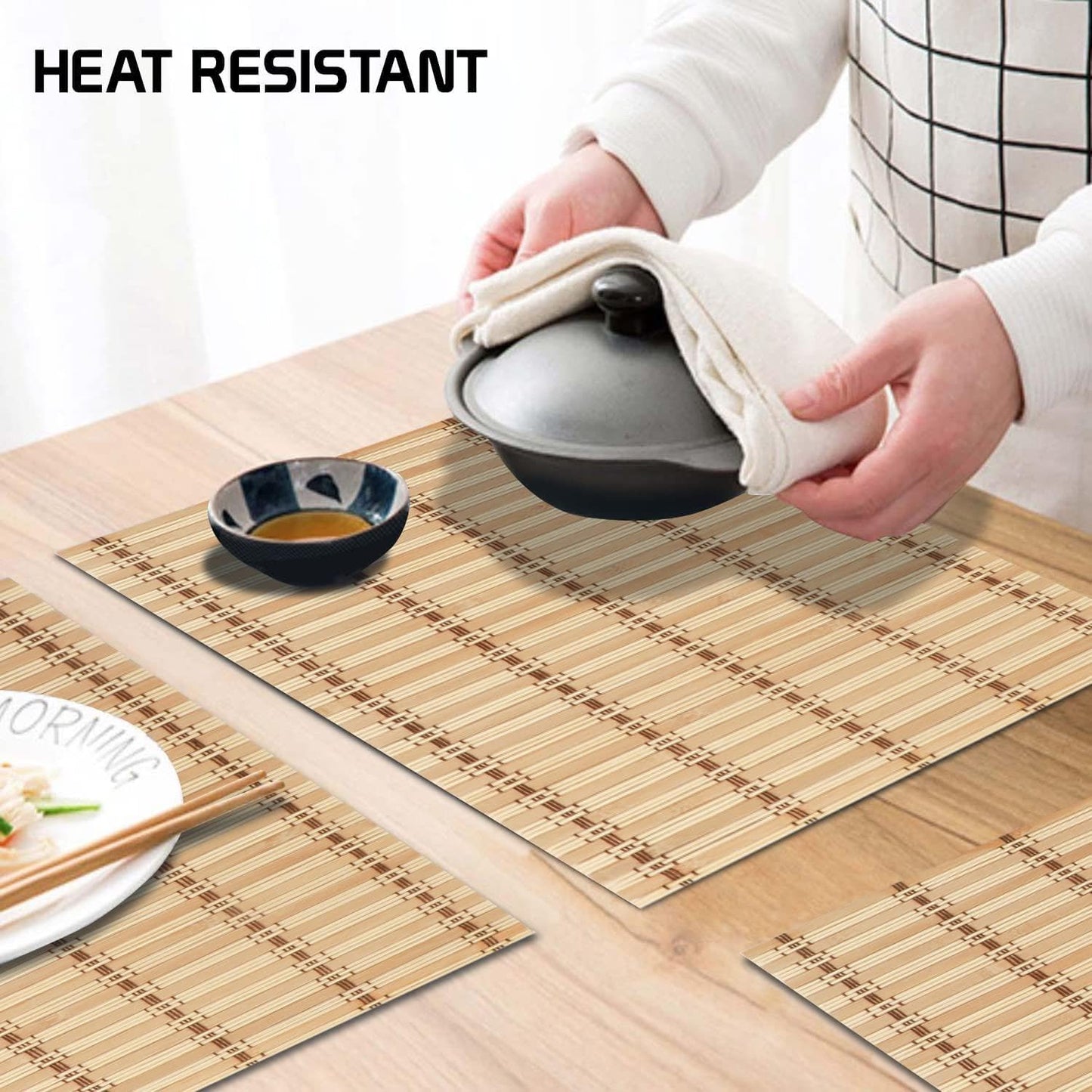 كوستر مفرش طاولة خشب بامبو