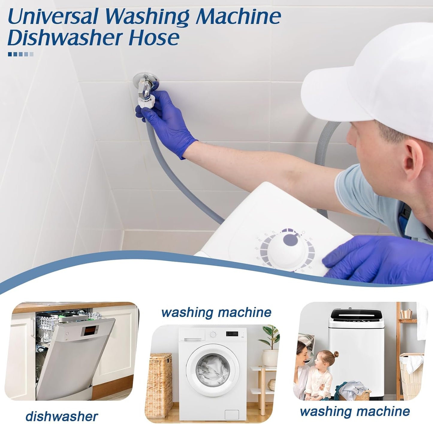 خرطوم مدخل الغسالة، خرطوم مدخل الغسالة، خرطوم مدخل عالمي بطول 1.5 متر للغسالات وغسالات الأطباق، خرطوم مدخل مياه 3/4 بوصة