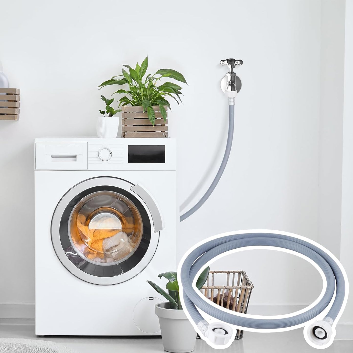 خرطوم مدخل الغسالة، خرطوم مدخل الغسالة، خرطوم مدخل عالمي بطول 1.5 متر للغسالات وغسالات الأطباق، خرطوم مدخل مياه 3/4 بوصة