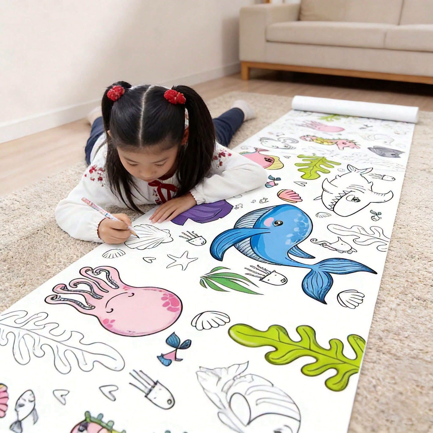 🌟 لفة ورق تلوين كبيرة للأطفال، مقاس 30×300 سم 🌟