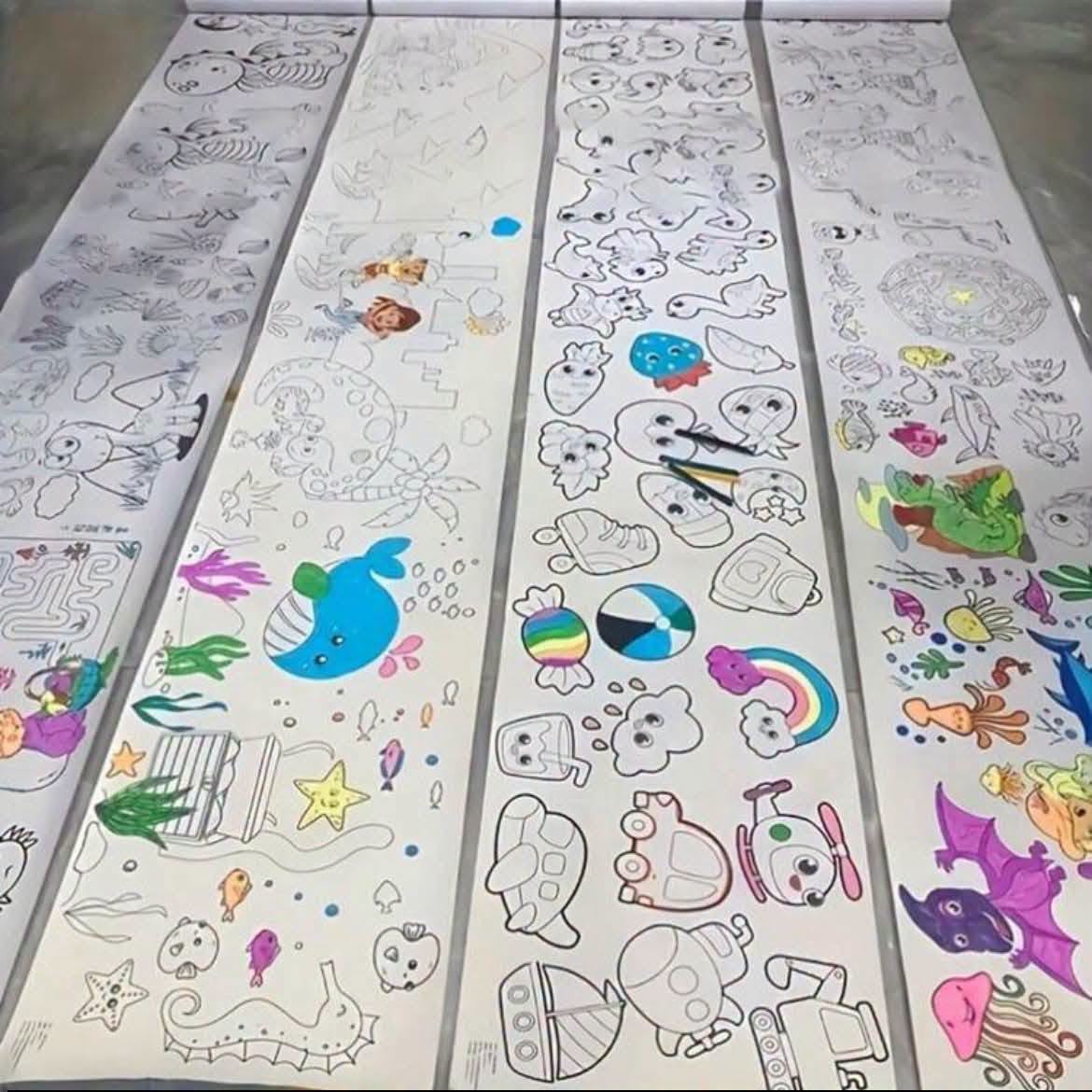🌟 لفة ورق تلوين كبيرة للأطفال، مقاس 30×300 سم 🌟