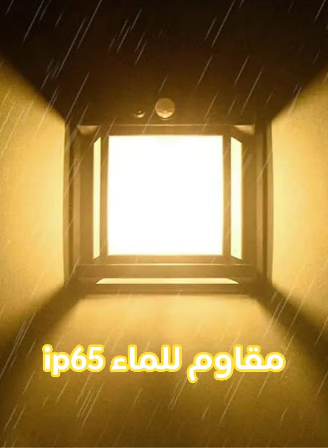 مصباح جداري خارجي يعمل بالطاقة الشمسية - مصباح جداري يعمل بالطاقة الشمسية بتقنية LED مع بطارية 1800 مللي أمبير - تشغيل/إيقاف تلقائي - مثالي للمساحات الخارجية والباحات.