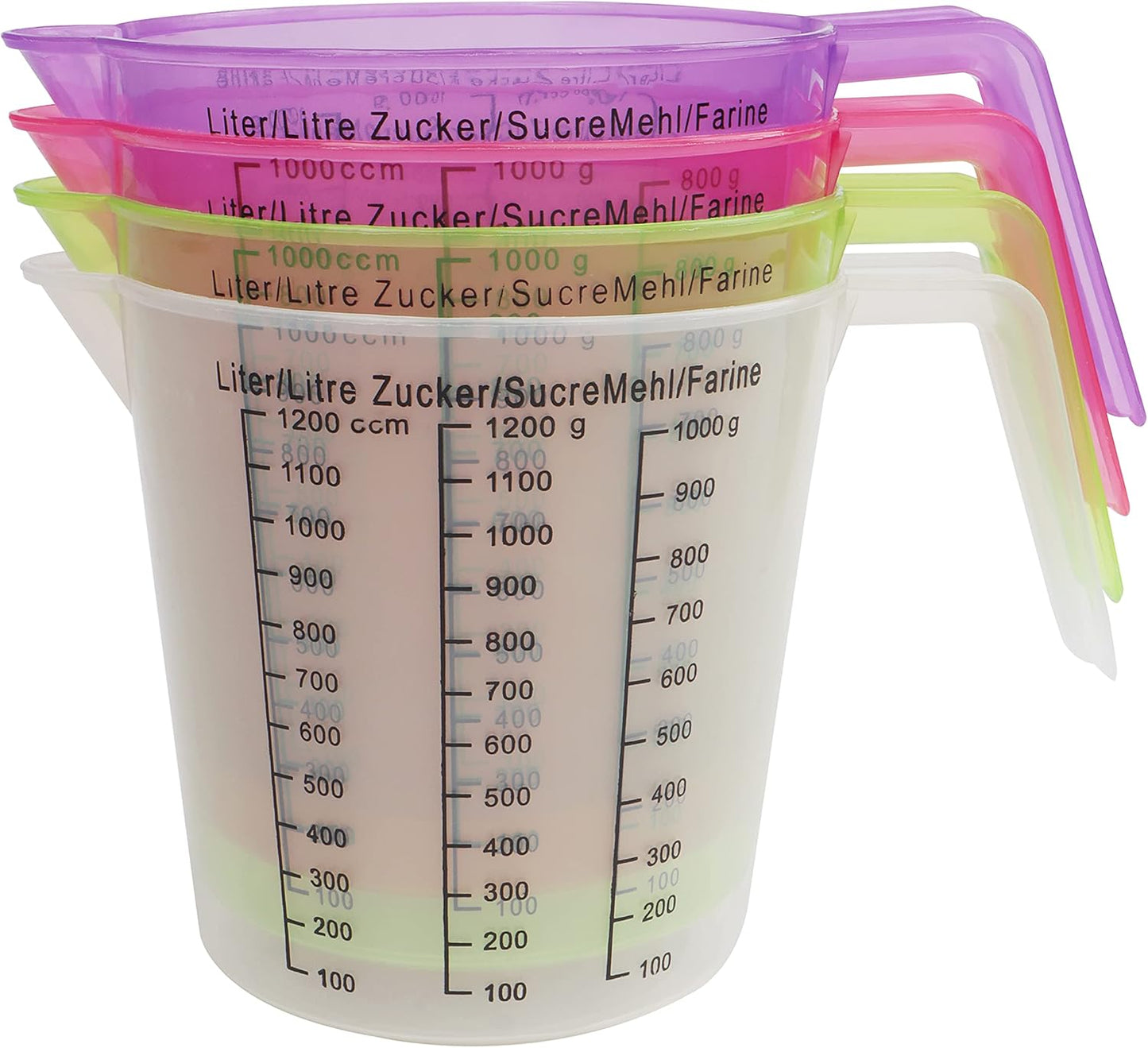 ابريق قياس بلاستيكي مدرج - ابريق بلاستيكي سعة 1200 سم3 - 1200 غممع قياسات سهلة القراءة - ابريق قياس- خلط صغيرة - كوب قياس للمطبخ