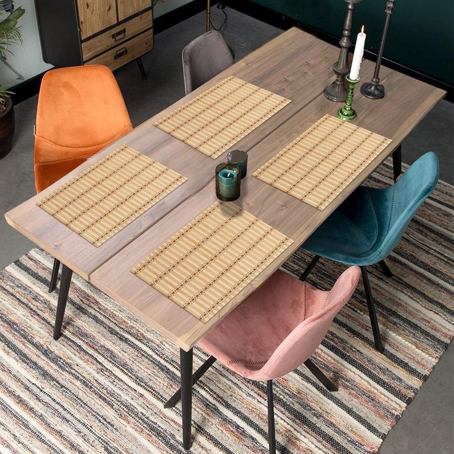 كوستر مفرش طاولة خشب بامبو