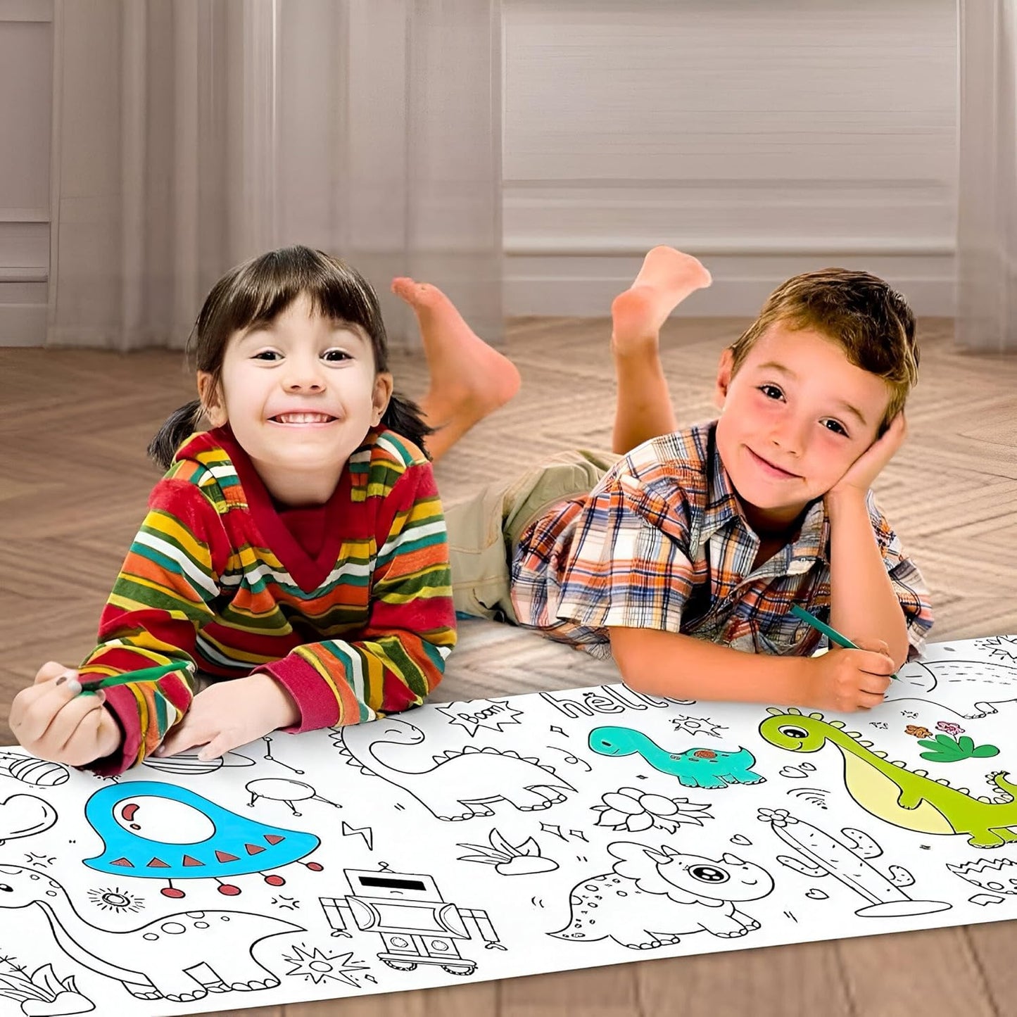 🌟 لفة ورق تلوين كبيرة للأطفال، مقاس 30×300 سم 🌟